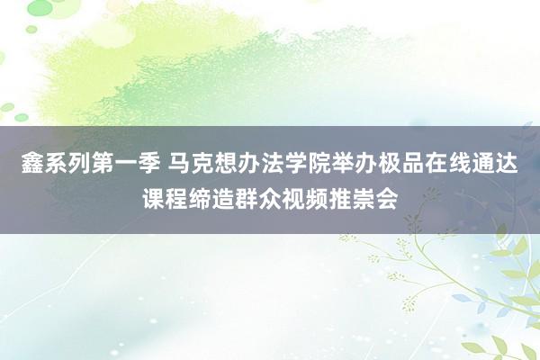 鑫系列第一季 马克想办法学院举办极品在线通达课程缔造群众视频推崇会