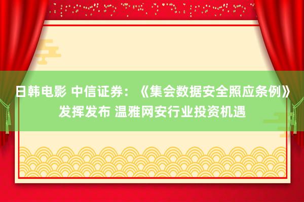 日韩电影 中信证券：《集会数据安全照应条例》发挥发布 温雅网安行业投资机遇
