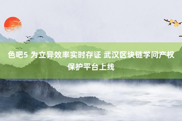 色吧5 为立异效率实时存证 武汉区块链学问产权保护平台上线