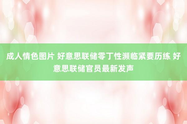 成人情色图片 好意思联储零丁性濒临紧要历练 好意思联储官员最新发声